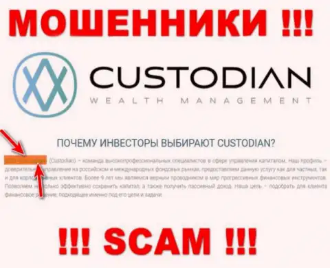 Юр лицом, владеющим internet мошенниками Кустодиан, является ООО Кастодиан