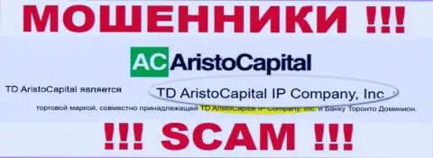 Юридическое лицо обманщиков TD AristoCapital это TD AristoCapital IP Company, Inc, информация с сайта мошенников