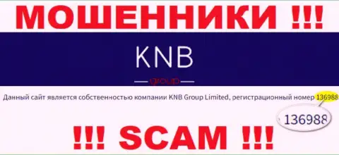 Регистрационный номер компании, владеющей KNBGroup - 136988