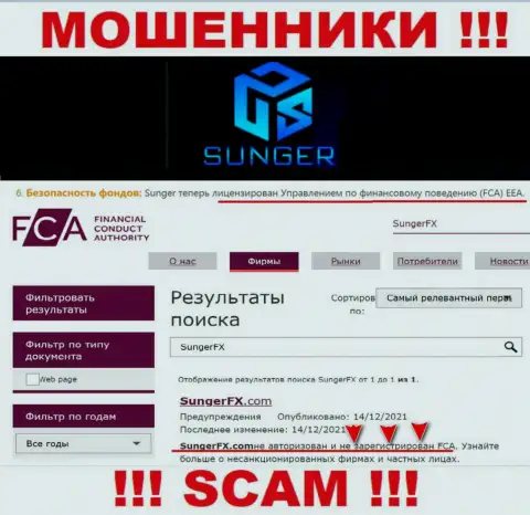 Слишком рискованно работать с internet ворюгами SungerFX, поскольку у них нет регулирующего органа