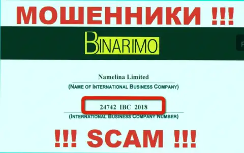 Будьте очень бдительны !!! Binarimo Com мошенничают !!! Регистрационный номер данной организации: 24742 IBC 2018