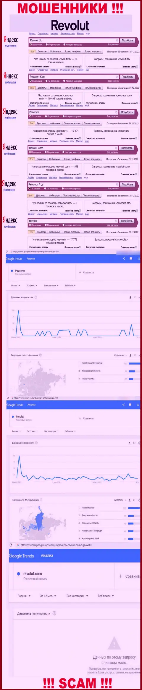 Статистические показатели о запросах в поисковиках всемирной internet сети информации о конторе Revolut Com