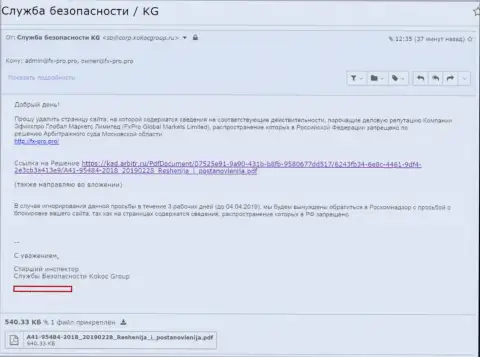 KokocGroup Ru пытаются защищать ФОРЕКС-мошенников Fx Pro
