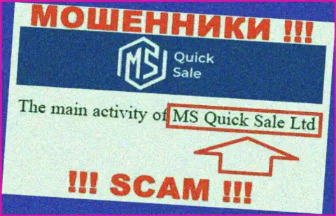 На официальном сайте MS Quick Sale указано, что юридическое лицо компании - МС Квик Сейл Лтд