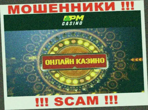 Тип деятельности интернет мошенников PM Casino - это Casino, но знайте это развод !!!