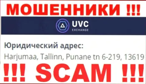 UVC Exchange - это неправомерно действующая контора, которая скрывается в офшоре по адресу Harjumaa, Tallinn, Punane tn 6-219, 13619