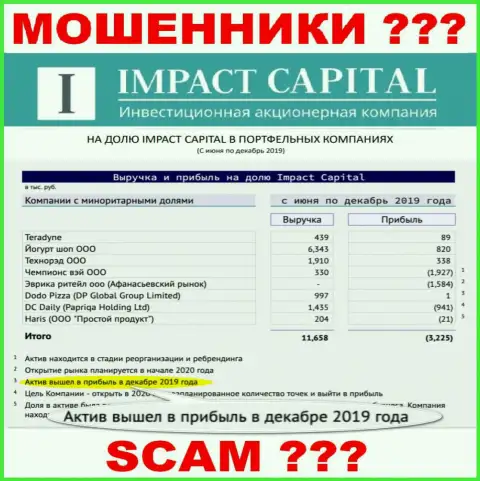 На официальном веб-портале ImpactCapital Com рисуют реальную прибыль конторы ?