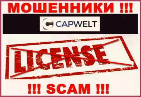 Совместное сотрудничество с internet-ворами CapWelt Com не приносит заработка, у этих кидал даже нет лицензионного документа