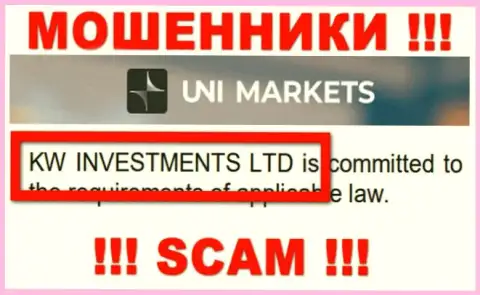 Владельцами UNIMarkets Com оказалась контора - KW Investments Ltd