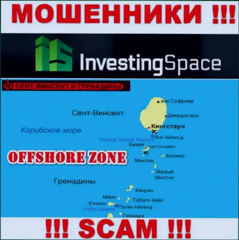 Инвестинг Спейс находятся на территории - St. Vincent and the Grenadines, избегайте работы с ними