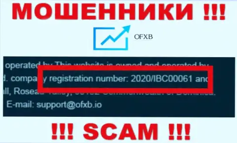 Рег. номер, который присвоен организации OFXB - 2020/IBC00061