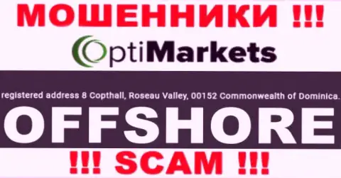 Будьте весьма внимательны мошенники OptiMarket Co зарегистрированы в офшорной зоне на территории - Dominika