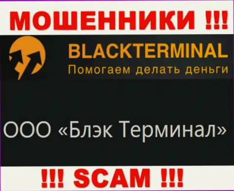 На официальном web-сайте BlackTerminal Ru написано, что юридическое лицо компании - ООО Блэк Терминал