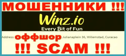 Неправомерно действующая контора Winz Casino пустила корни в офшорной зоне по адресу: Julianaplein 36, Willemstad, Curaçao, осторожно