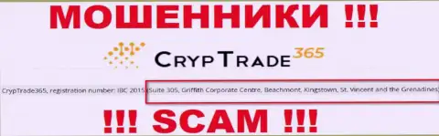 ЖУЛИКИ Cryp Trade365 крадут финансовые вложения клиентов, находясь в офшоре по следующему адресу: Сьюит 305, Корпоративный Центр Гриффитш, Бичмонт, Кингстаун, Сент-Винсент и Гренадины