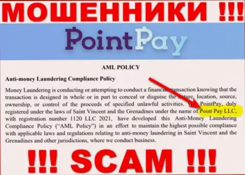 Компанией PointPay владеет Point Pay LLC - сведения с официального интернет-портала шулеров