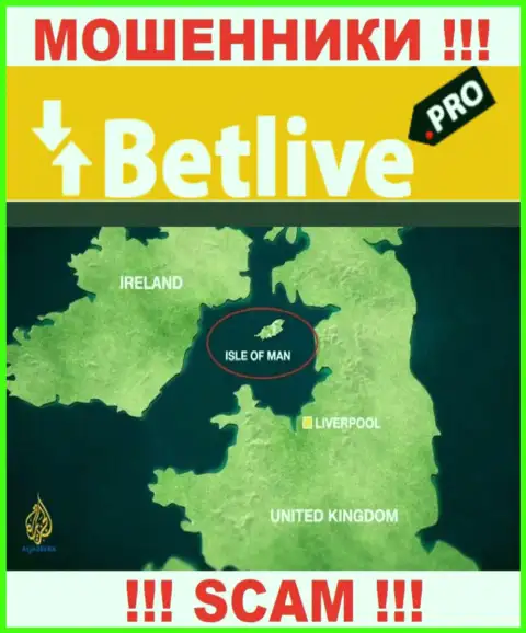 BetLive базируются в оффшорной зоне, на территории - Isle of Man