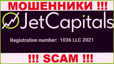 Регистрационный номер компании JetCapitals Com, который они показали на своем онлайн-сервисе: 1036 LLC 2021