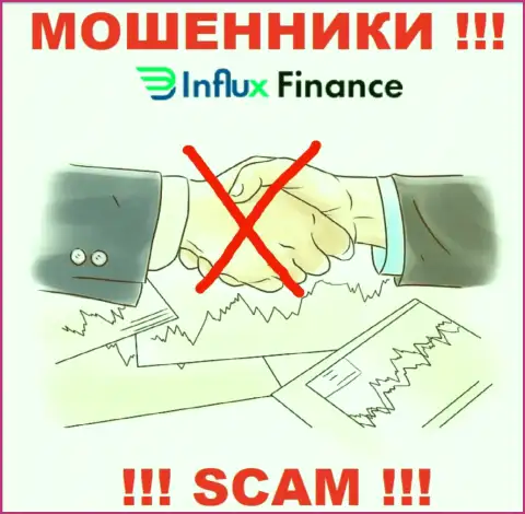 На сервисе воров InFluxFinance нет ни слова о регуляторе компании