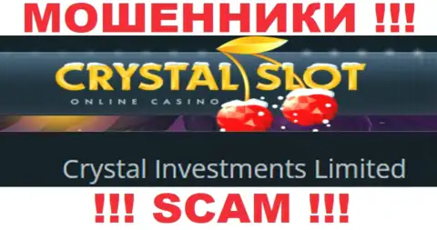 Компания, управляющая мошенниками Crystal Slot - Crystal Investments Limited