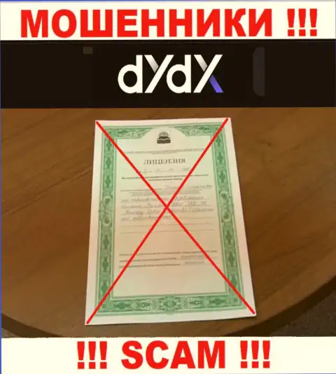 У организации dYdX Exchange не показаны сведения о их лицензии - это коварные интернет-мошенники !!!