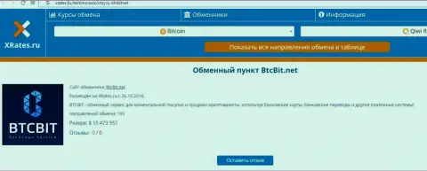 Материал об онлайн обменке BTCBit Net на сайте хрейтес ру