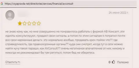 Отрицательный отзыв о организации AVConsult Ru это наглые мошенники
