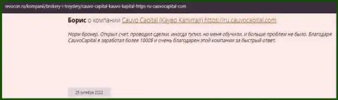 Хороший отзыв о организации CauvoCapital на сайте Revocon Ru