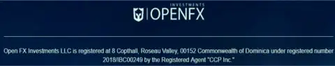 Прописка форекс брокера Open FX Investments LLC
