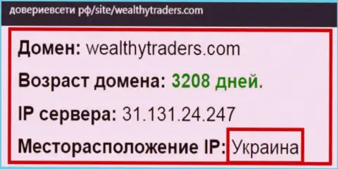 Украинское место регистрации брокерской организации Wealthy Traders, согласно инфы web-сайта довериевсети рф